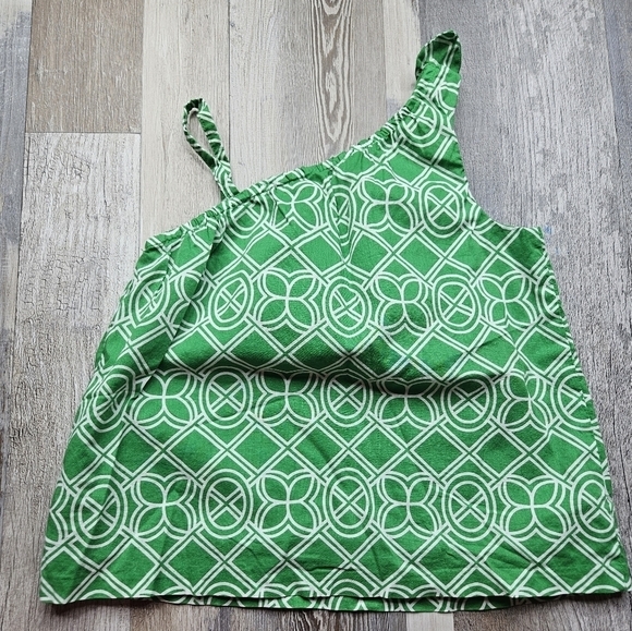 Janie and Jack Girls 5 Asymmetrical Green + White Tank Top Summer 2018 - Picture 5 of 6